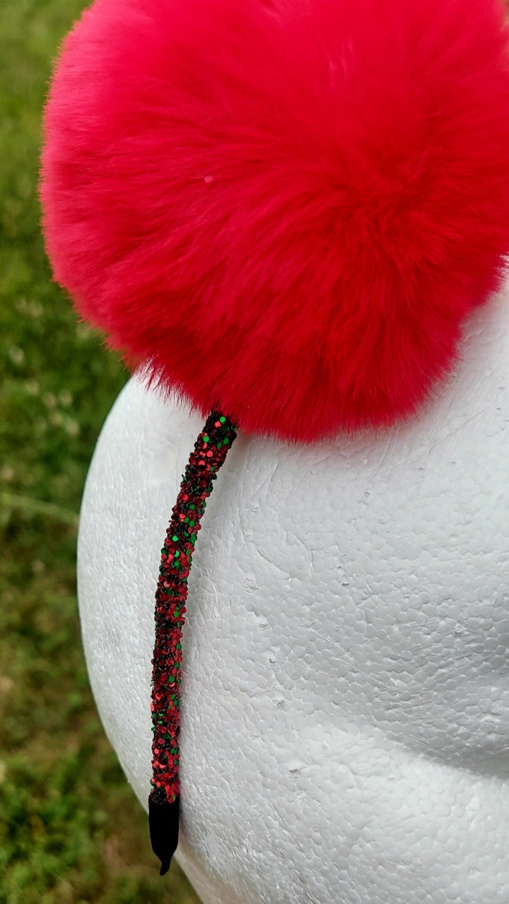 RED POM PIGGIE HEADBAND
