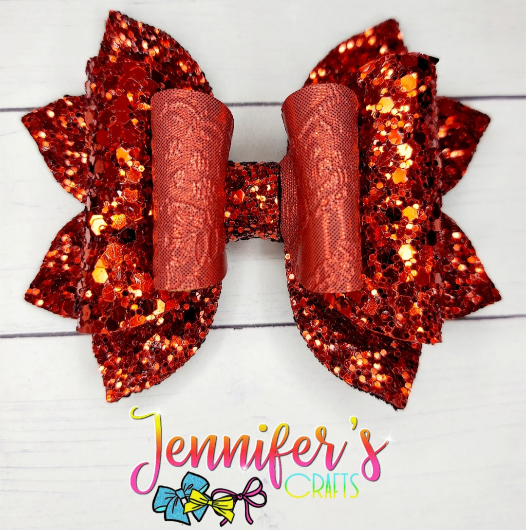 3.5in red glitter bow