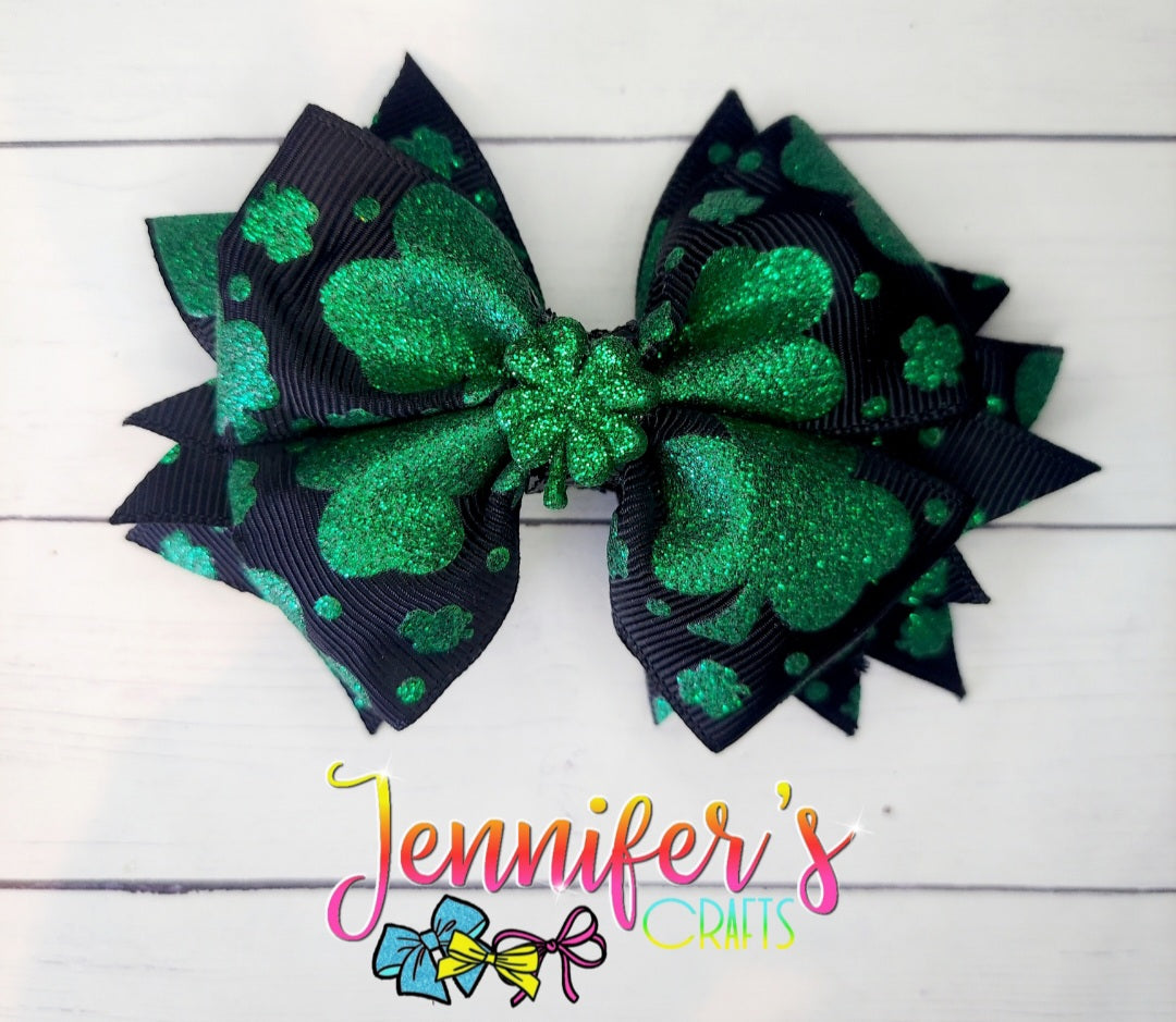 Lucky Clover Ribbon Bow