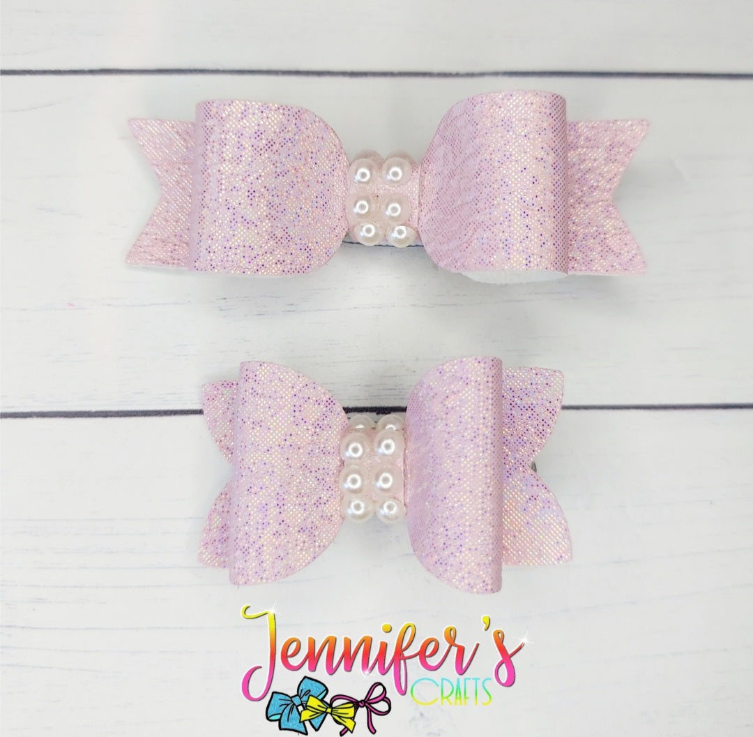 Pink Micro bows with pearls